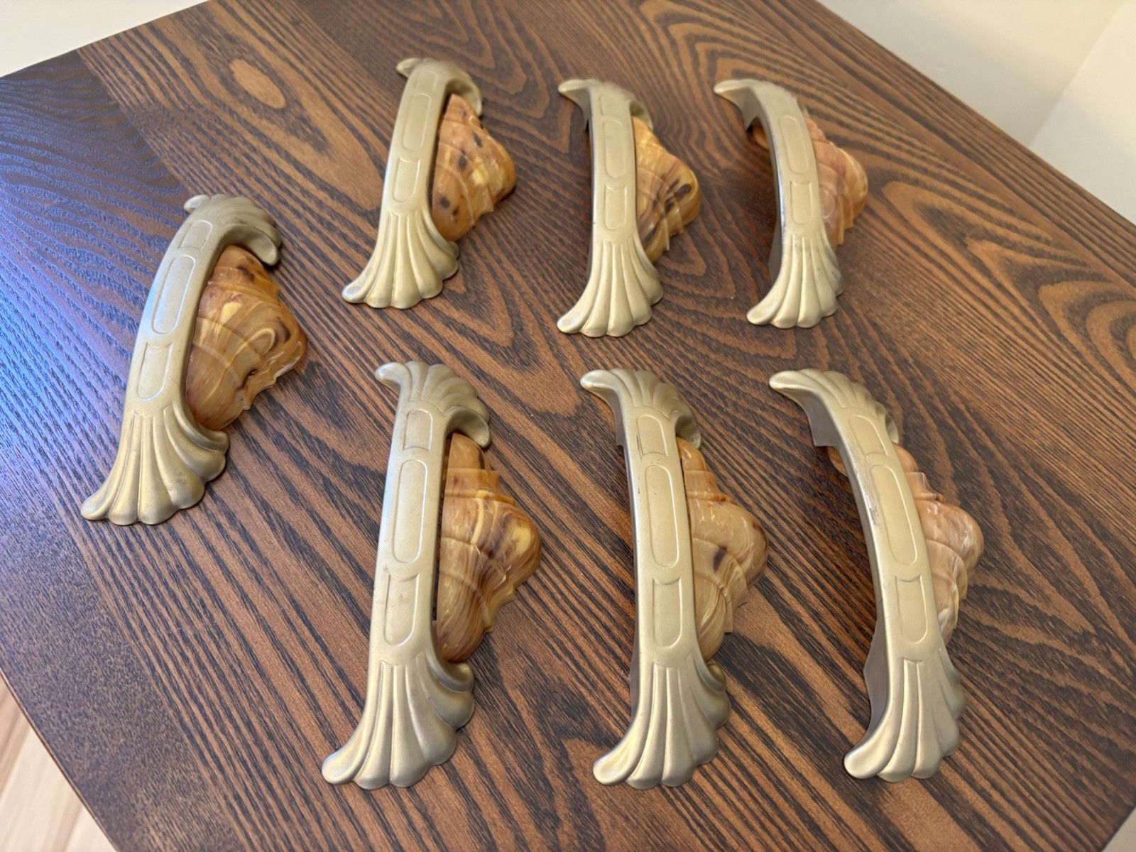 Set 7 Vintage Art Deco Bakelite Drawer Pulls Hardware Waterfall Style Furniture