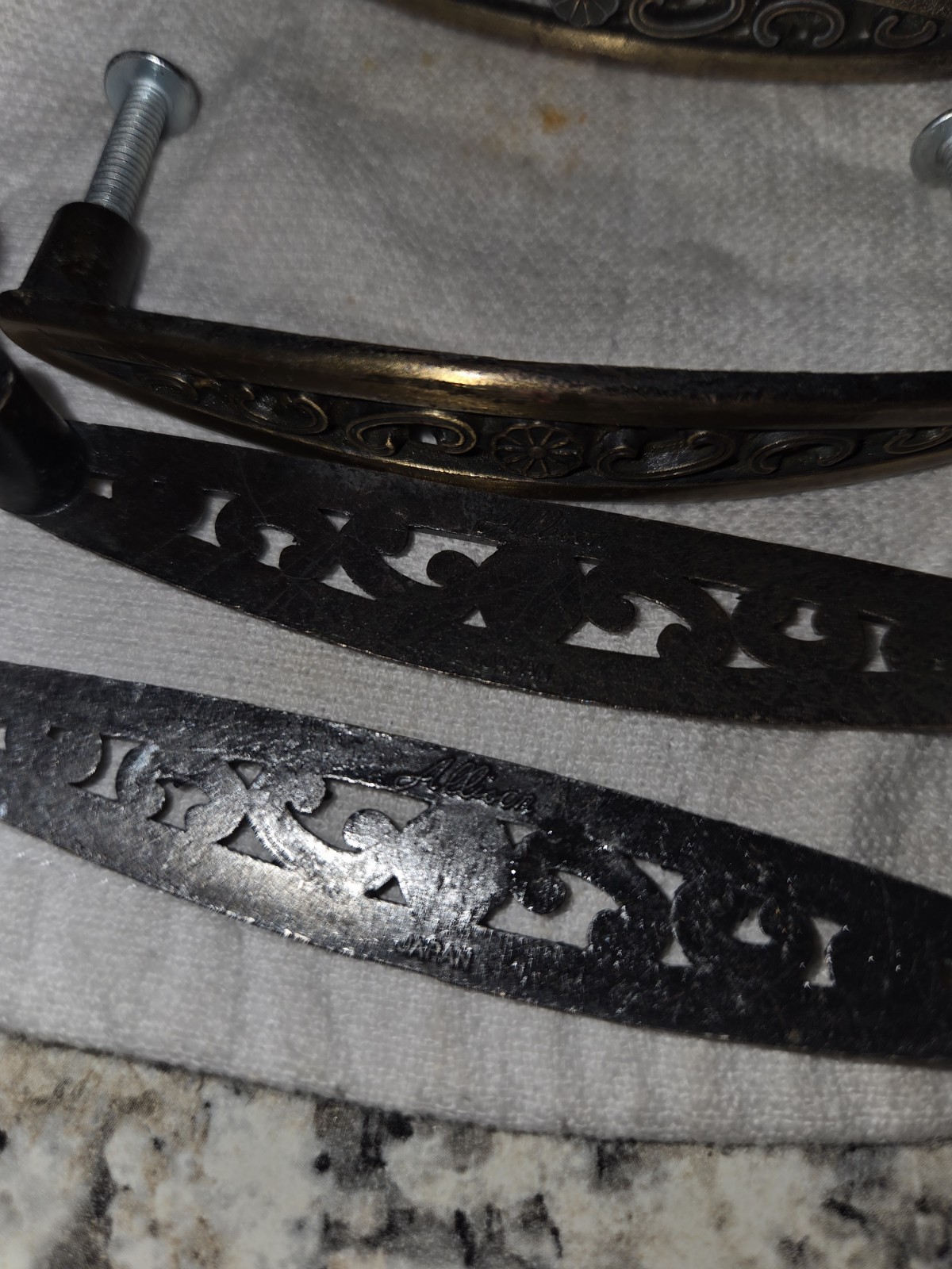 1 Vintage MCM Allison 891 Antique Gold Floral Filigree Pull Handle 3″ OC Japan