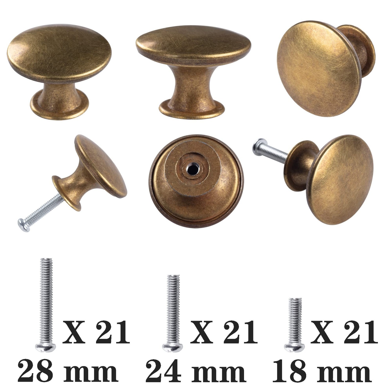 10 Pack Brass Round Antique Brass Kitchen Cabinet Knobs Cupboard Door Knobs D…