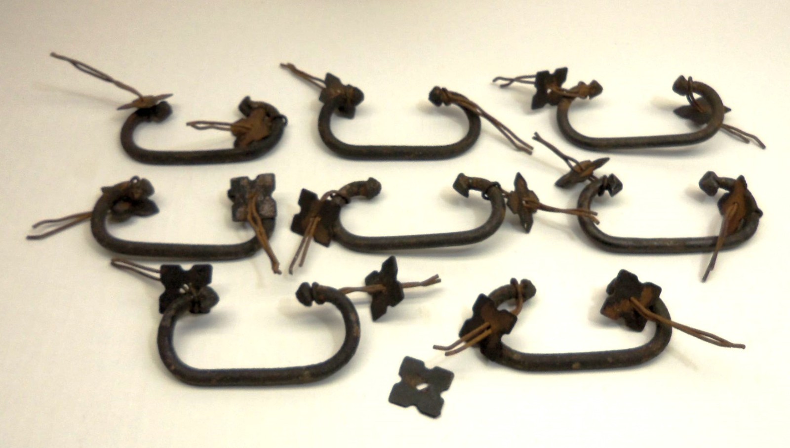 8 Hand Forged Iron Drawer Trunk Pulls Cabinet Handles Medieval Primitive Farm