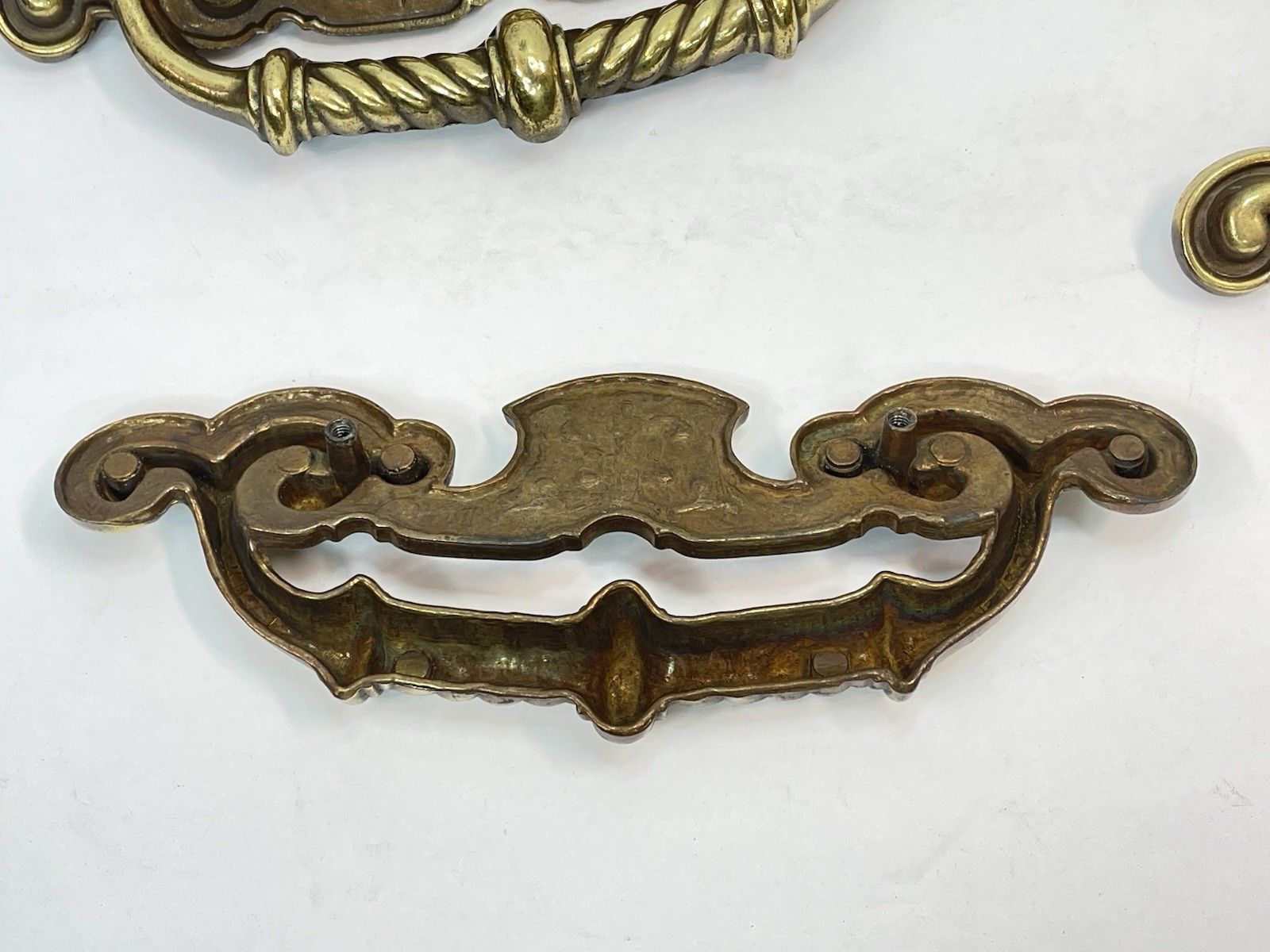 Set Of 6 Keeler Brass Company Vintage Drawer Pulls Handles Huge 8.25″