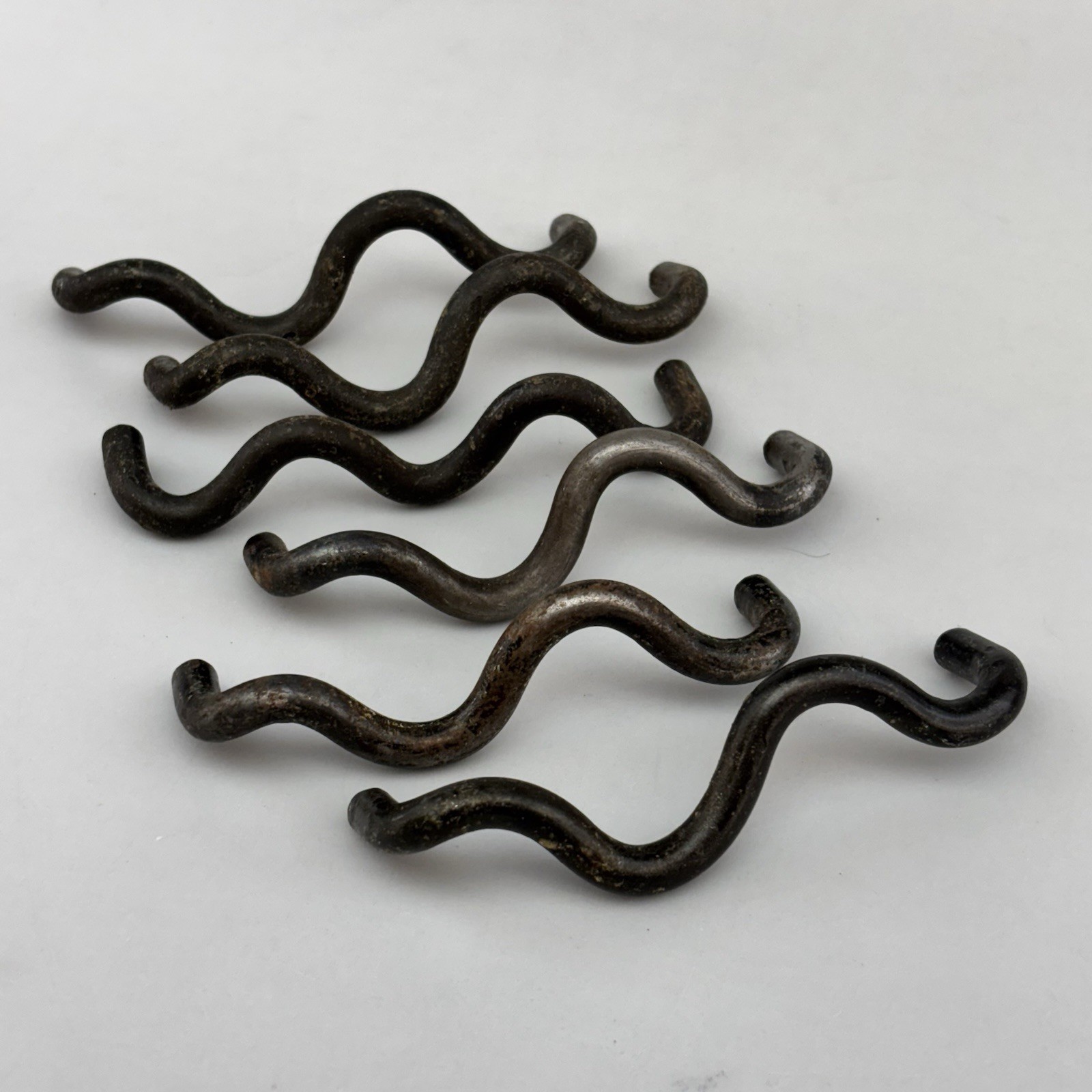 Lot/6 Vintage 4.5” Iron Cabinet Door Drawer Handles Pulls Hardware Rustic Curvy