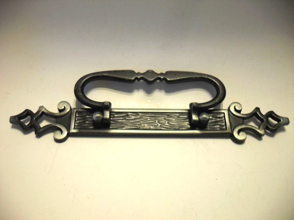 Vintage Silver/Pewter & Black Gothic Drawer Pull Drop Bale Dresser Handle