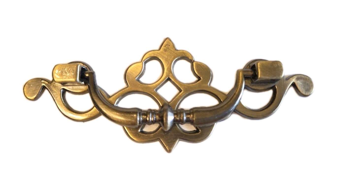 VTG Antique Brass Chippendale Style Drop Ball Drawer Pulls Set Of 9 New W/Screws