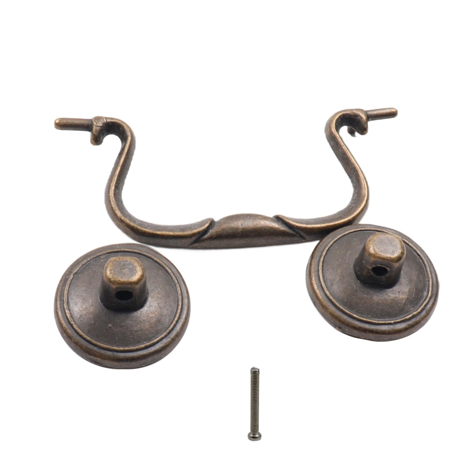 6 Antique Bronze Drop Bail Pulls – Vintage Drawer Cabinet Handles, 3.3″ Centers