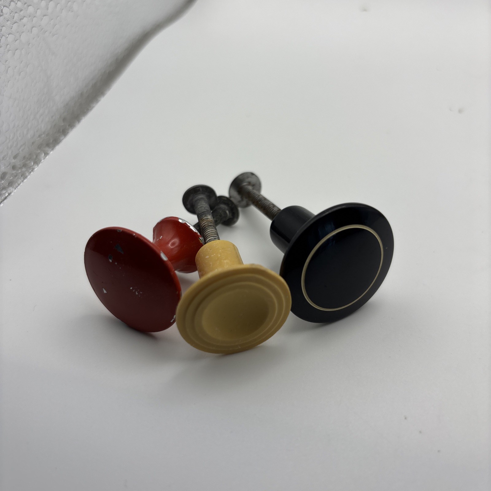 Vintage NOS Early Plastic Drawer Knob Cabinet Pull. Mixed colors Lot of 17