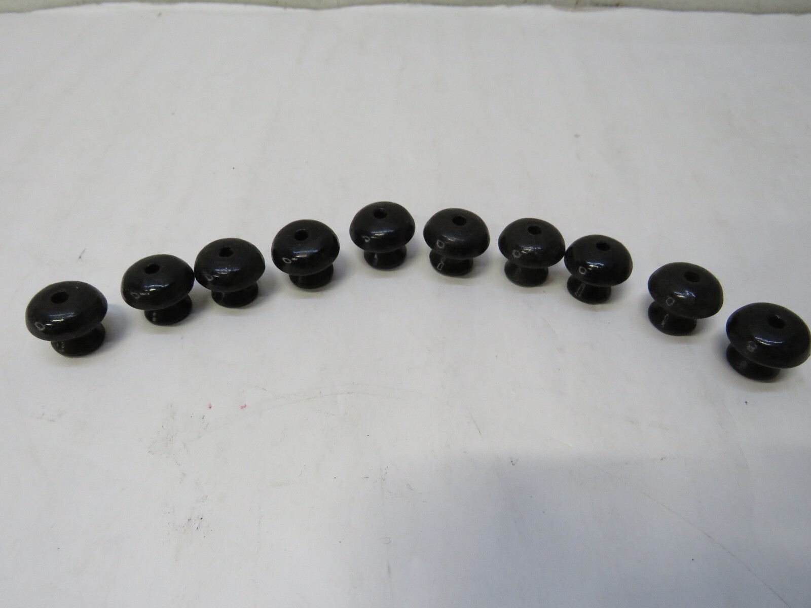 Lot of 10 NOS 1800’s Antique small wooden Black Round Drawer Handles knobs pulls