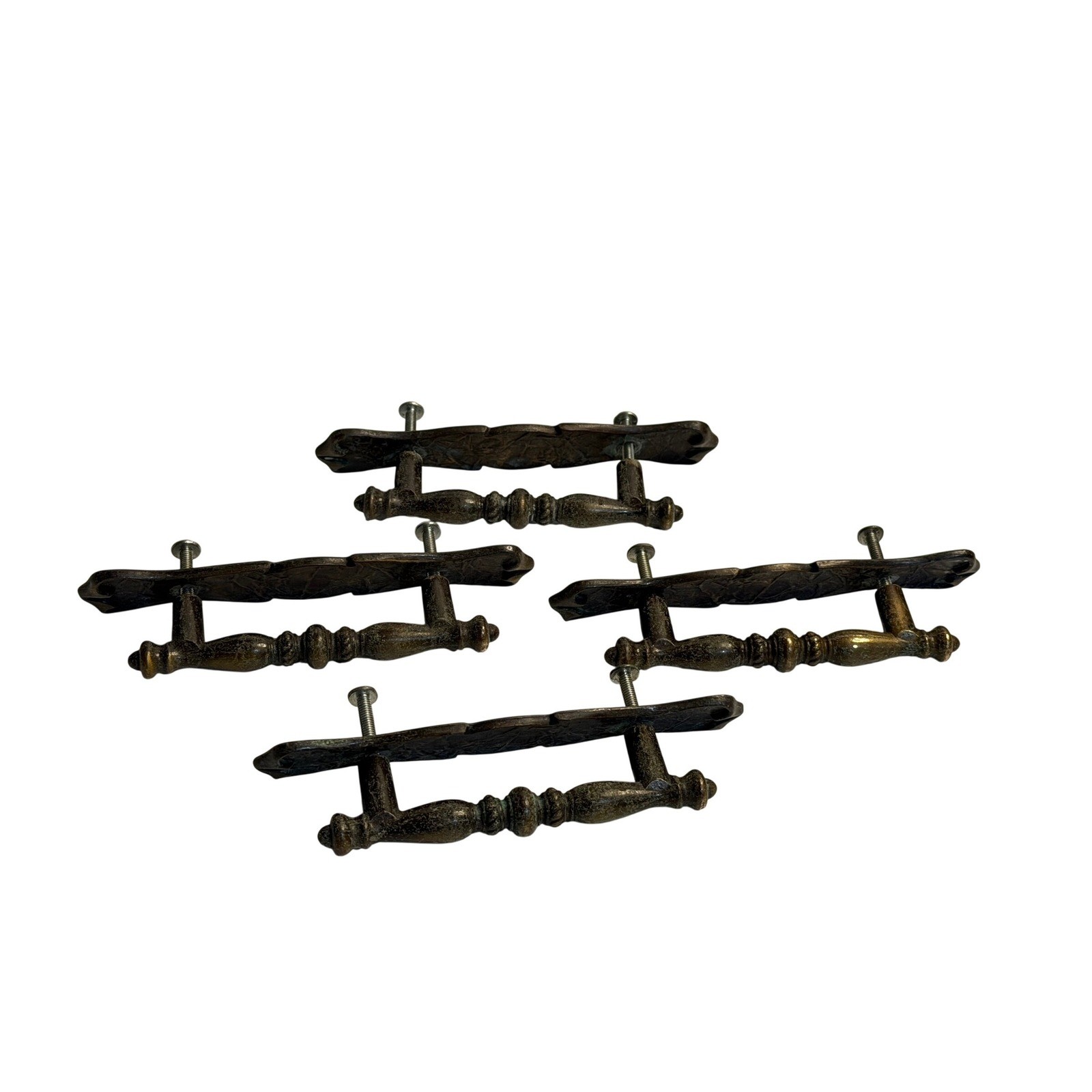VTG Drawer Pulls Brass Gold Set 4 Antique Ornate Cabinet Hardware 176A-1 Handle