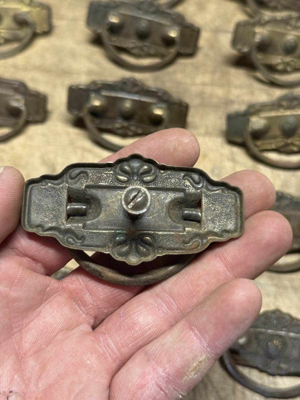 Antique Lot 15 Drawer dresser Pulls Cabinet Pulls- Detailed! – COMPLETE READY