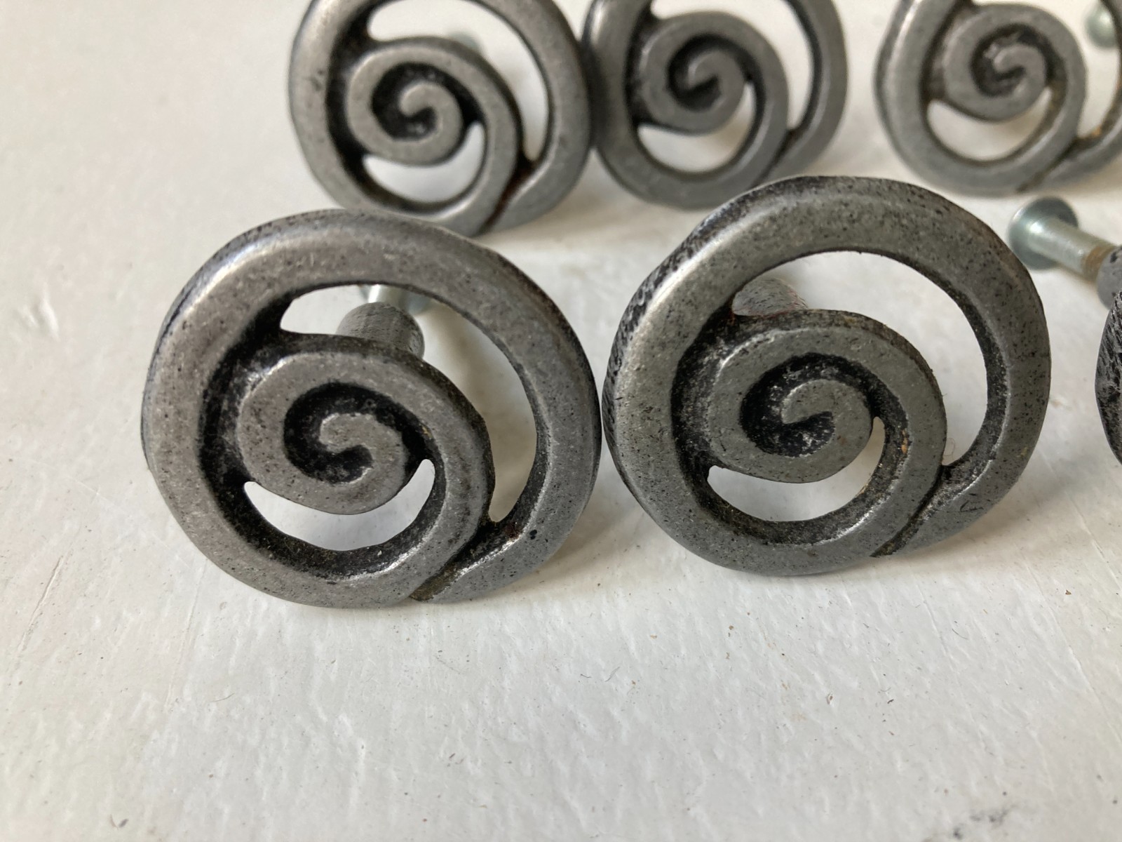 Lot of 11 Vintage Art Decco Spiral Drawer Cabinet Door Pulls Handle 1-3/8″ Pull