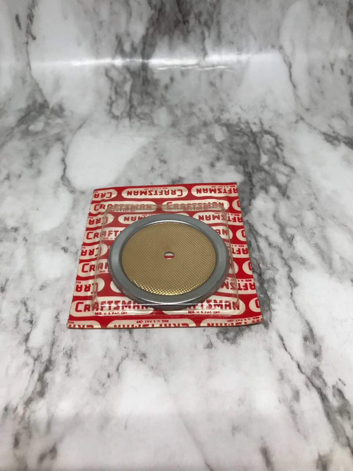 MCM Chrome Rim w Brass Screen Insert 2″ Dia Knob Back Plate #5971 (1 EA)
