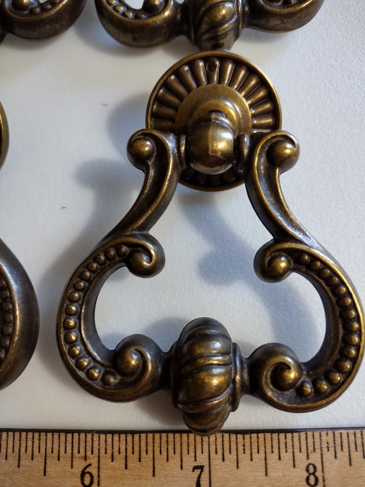 4 Vintage Keeler Brass Co Drawer Pulls – Large Really Heavy at 4.1 oz. each