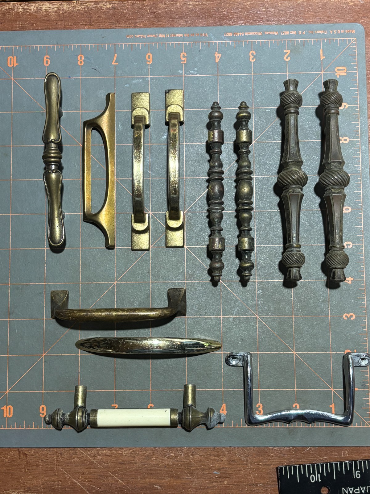 Vintage Lot of 12 Misc Variety Mixed Materials Door Handles Pulls Some Matching