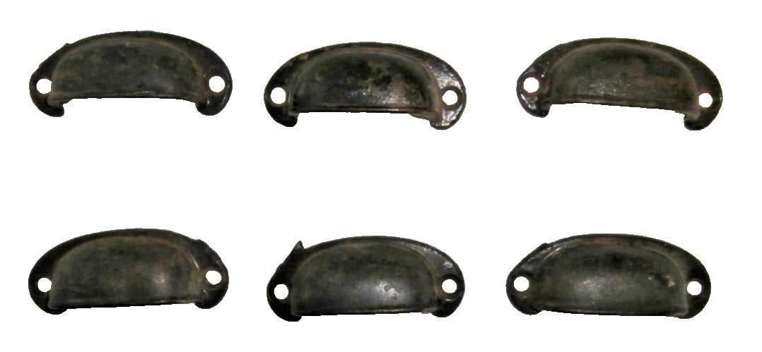 STEEL DRAWER PULLS VINTAGE STORE QUALITY – CUP STYLE BASIC BLACK – SET OF SIX