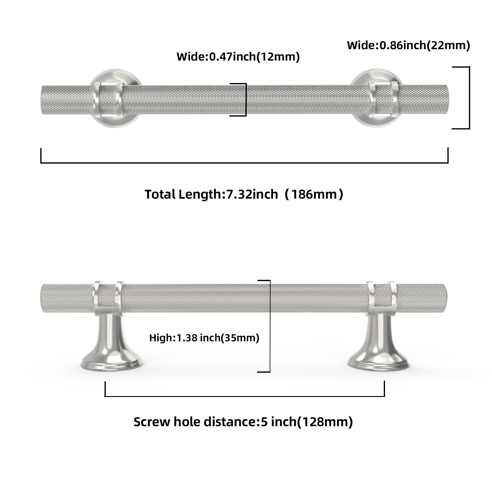 10 Pack 5 Inch Cabinet Pulls knurled Brushed Satin Nickel Kitchen Cabinet Han…