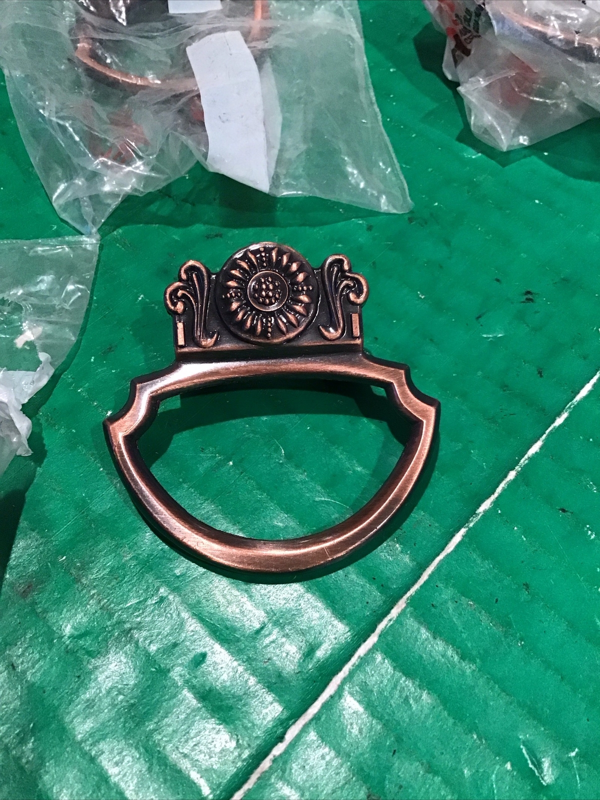 New Lot of 10 Ajax USA 957 Copper Tone Cab Door Drawer Pull Handle 1″ Center Vtg
