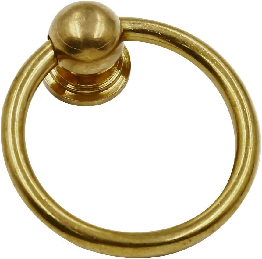 Brass Pulls Ring 2Pcs, 1.6 Inch Antique Drawer Knobs, Drop Ring Pulls Vintage So