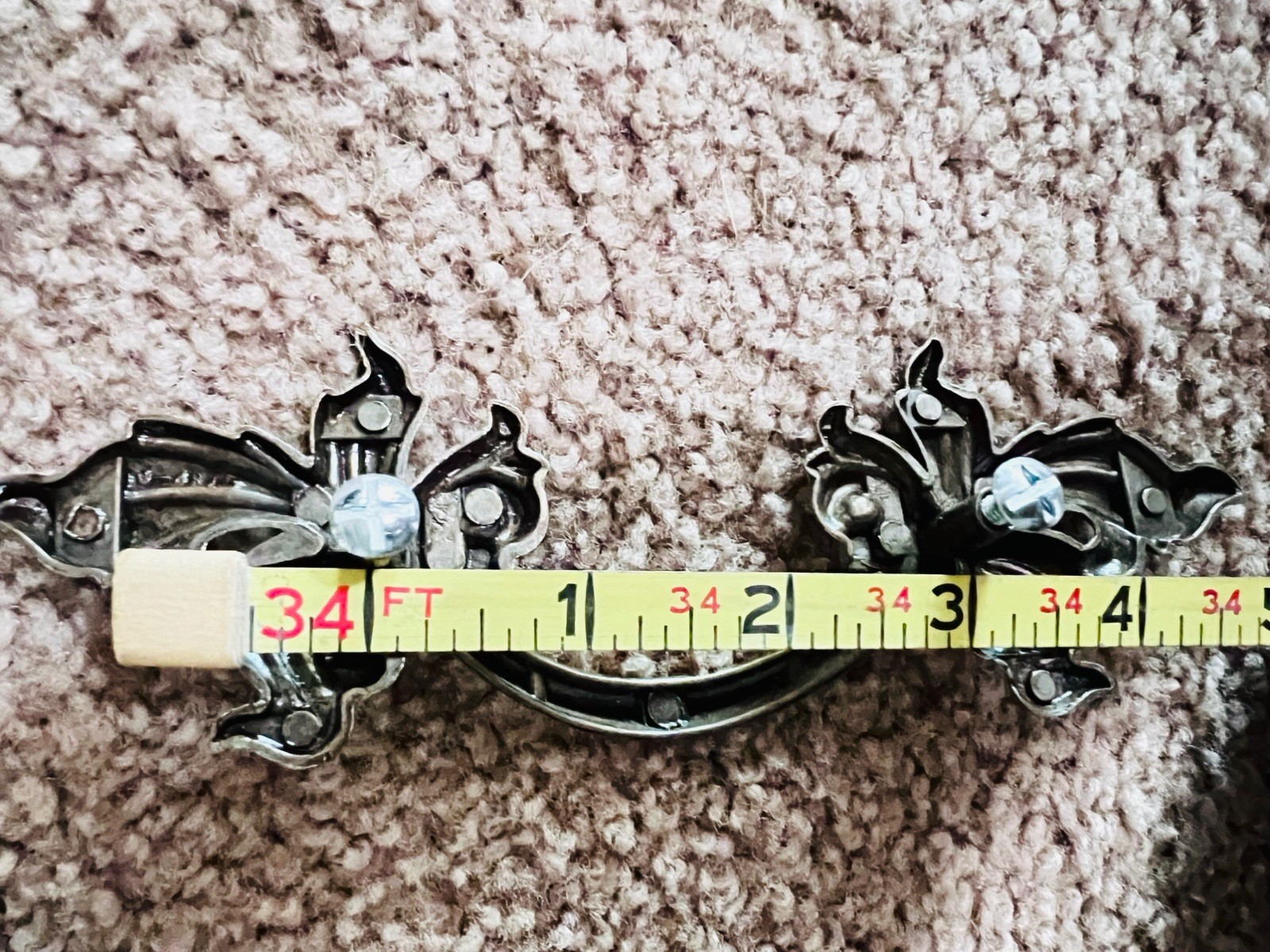 Vintage French Provincial Antique Brass Drawer Pulls 3″ Center Handles Set Of 6