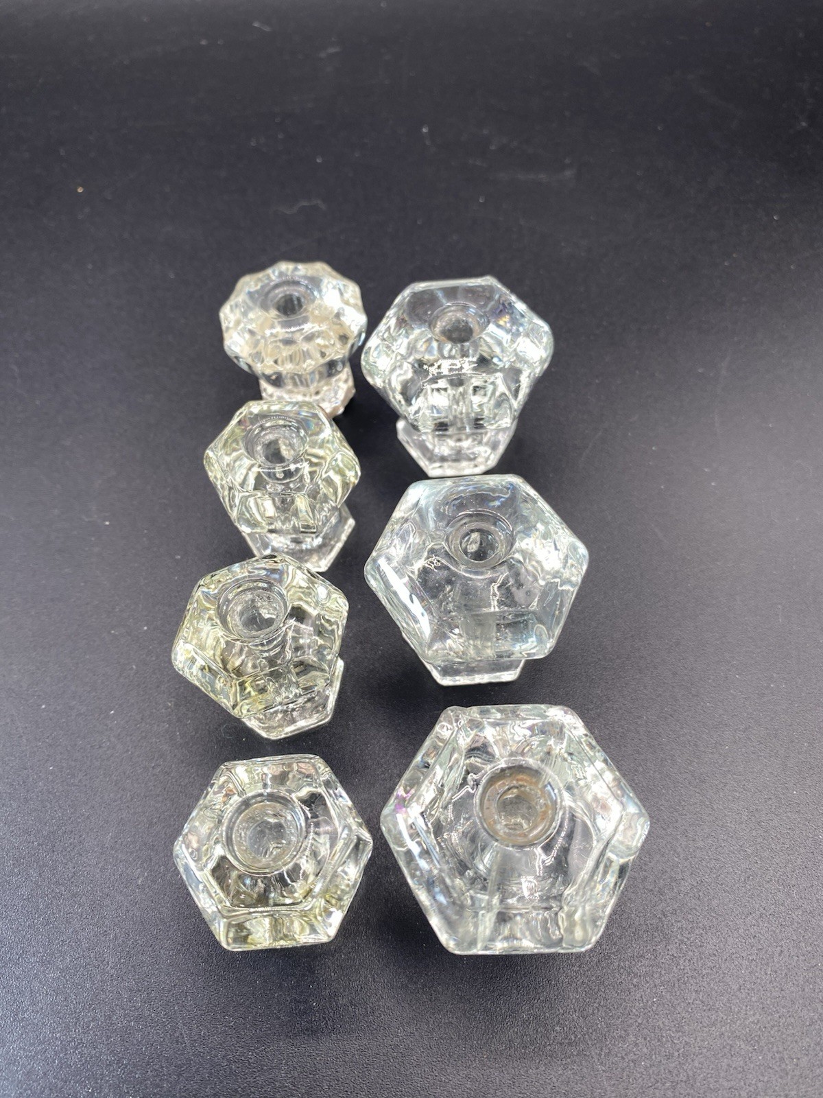 Vintage Clear Glass Drawer Pulls/Cabinet Knobs Set of 7 1 & 1.5”
