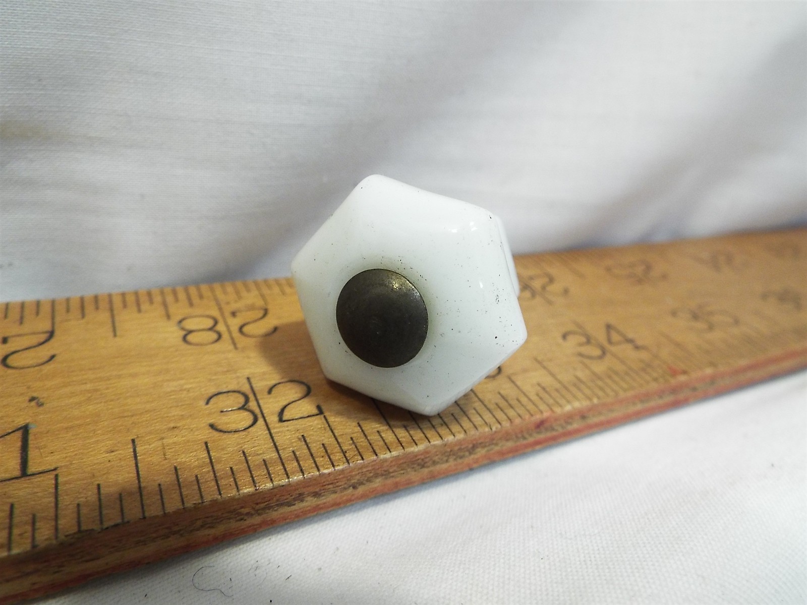 12 Vintage Milk Glass Drawer Knob Pulls Hex Shape Hardware Cabinet Furniture