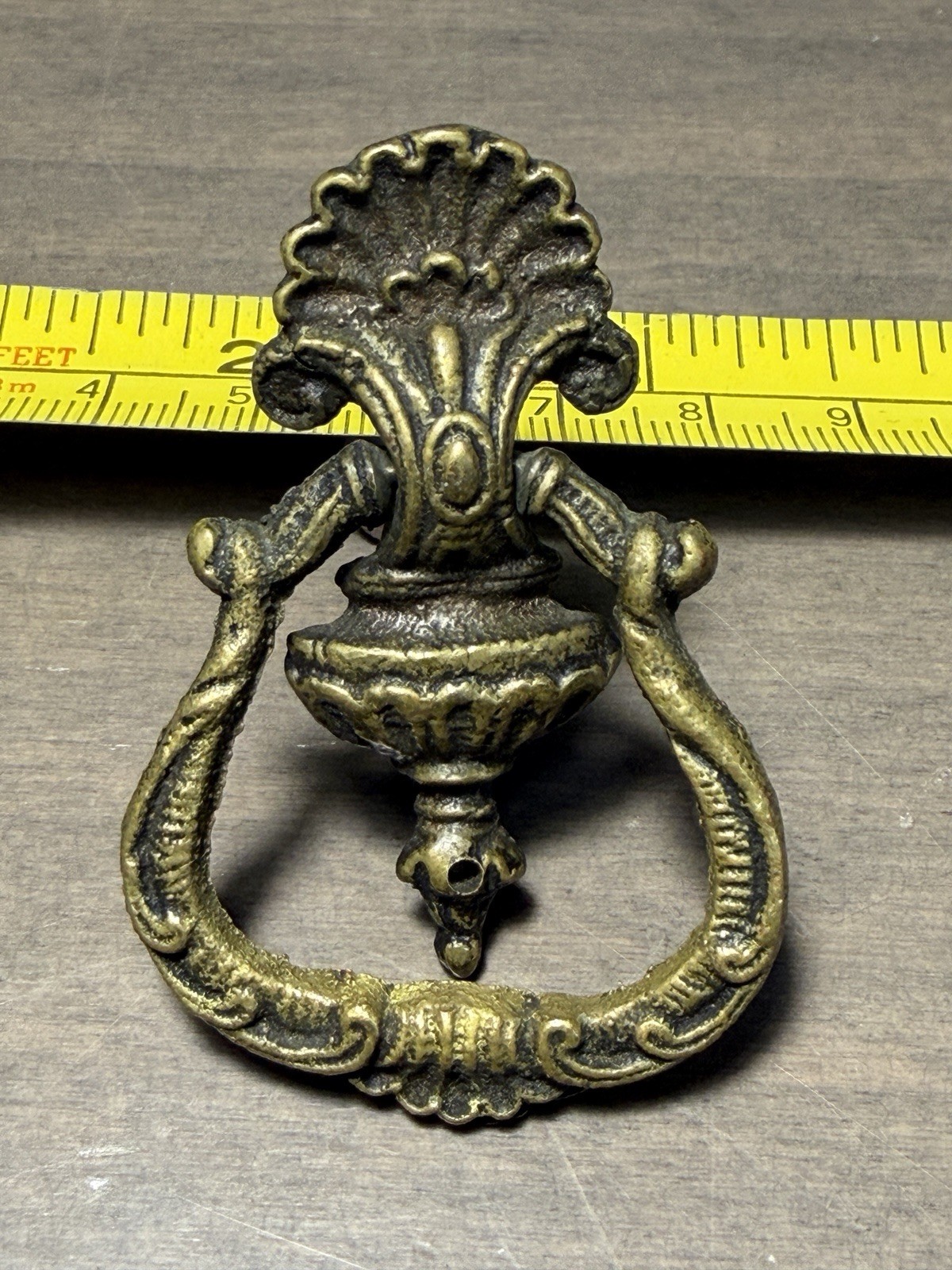 3 Antique Drop Ring Pulls Drawer Door Vintage Dresser Handle Hardware Lot A