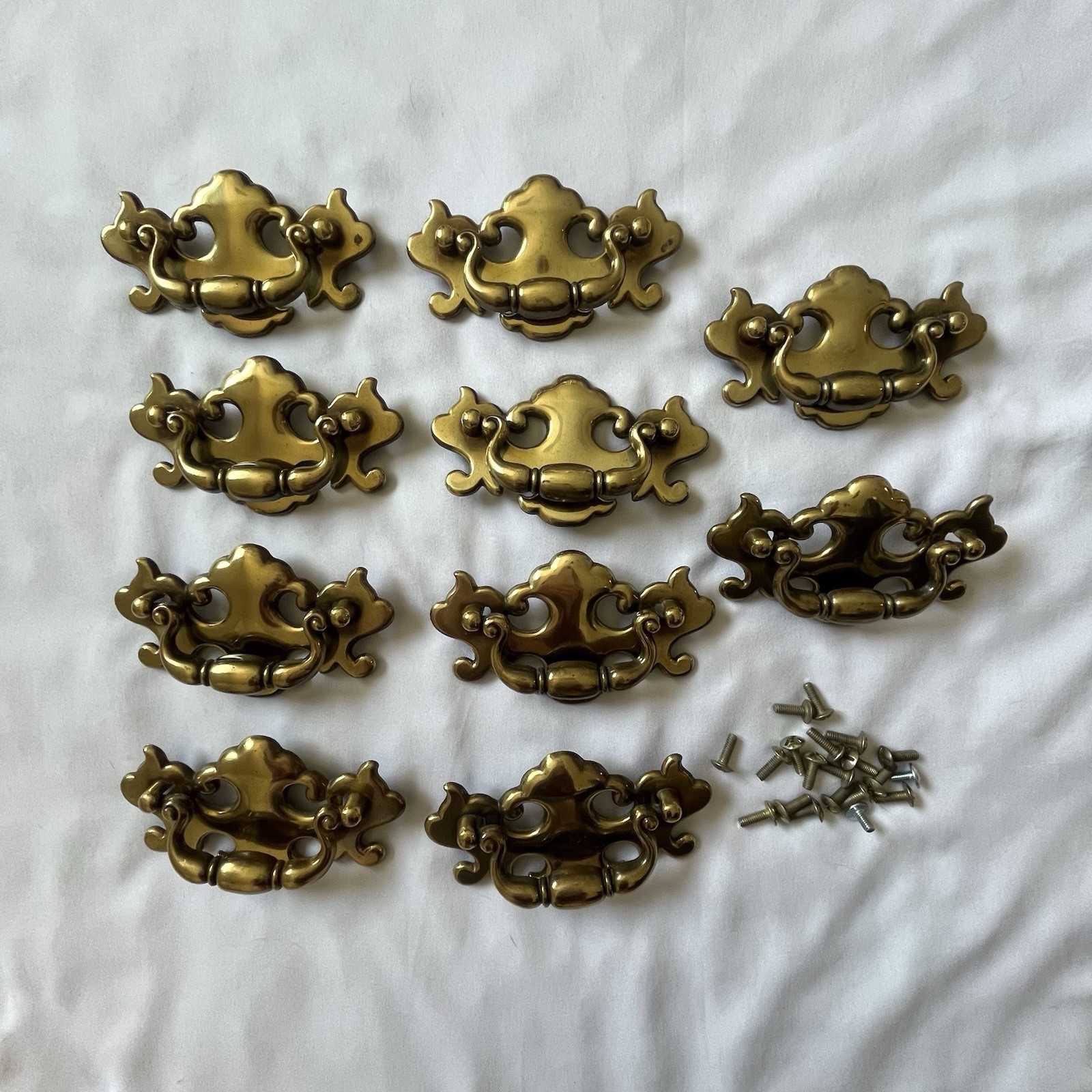 10 VINTAGE Keeler Brass Co KBC 2 N19564 Chippendale Batwing Drawer Handles Pulls