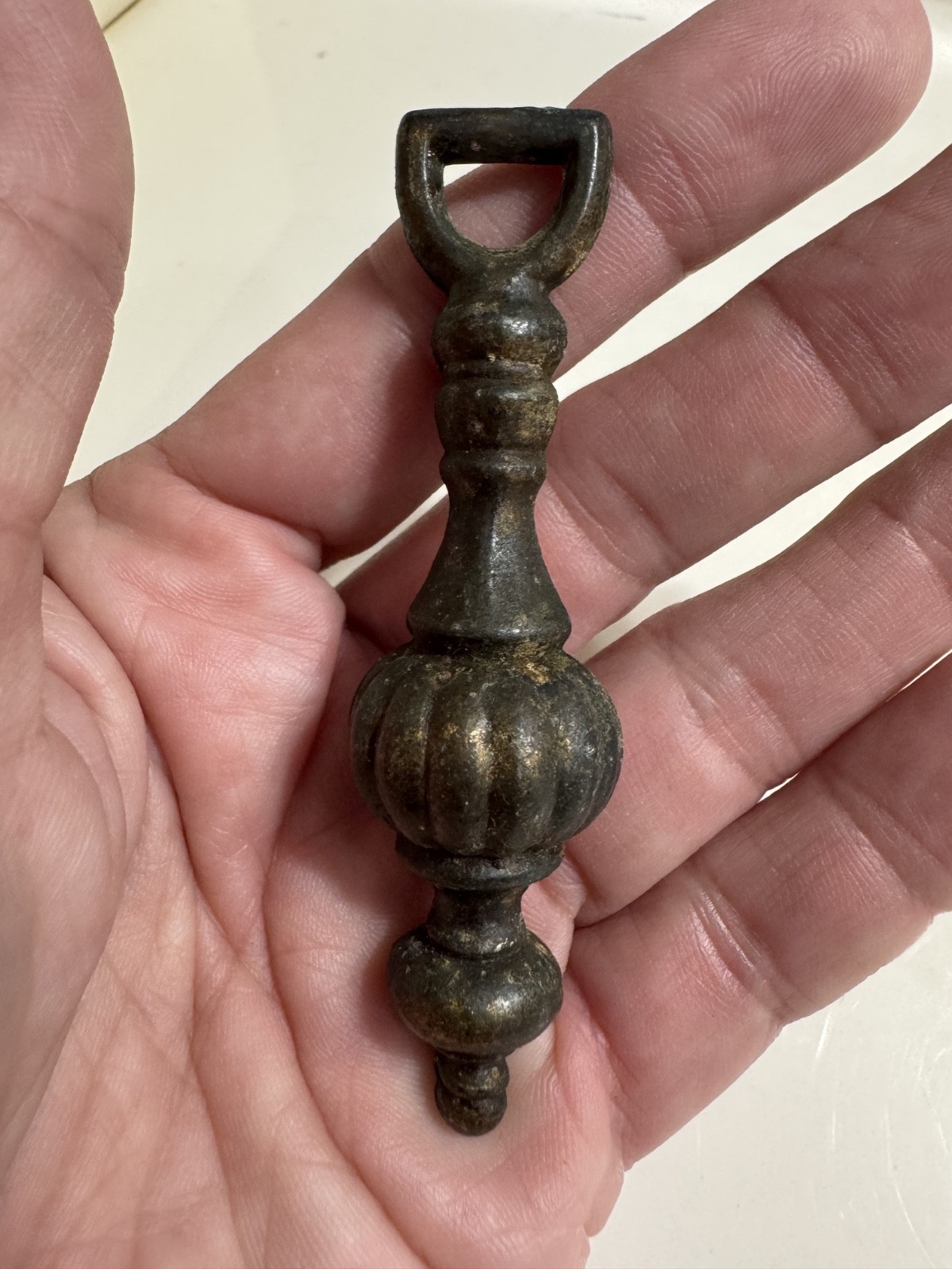 Vintage Large Bronze Antique Brass Tone Finish Hanging Drop Drawer Pull Hardware