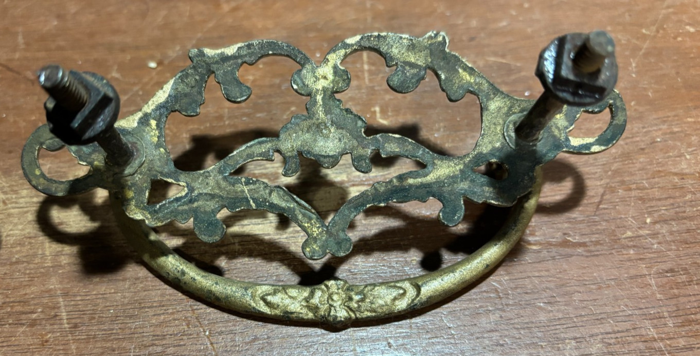 2 Vintage Antique Ornate Fancy Drop Bail Drawer Pulls & some parts. 3 inch CTC