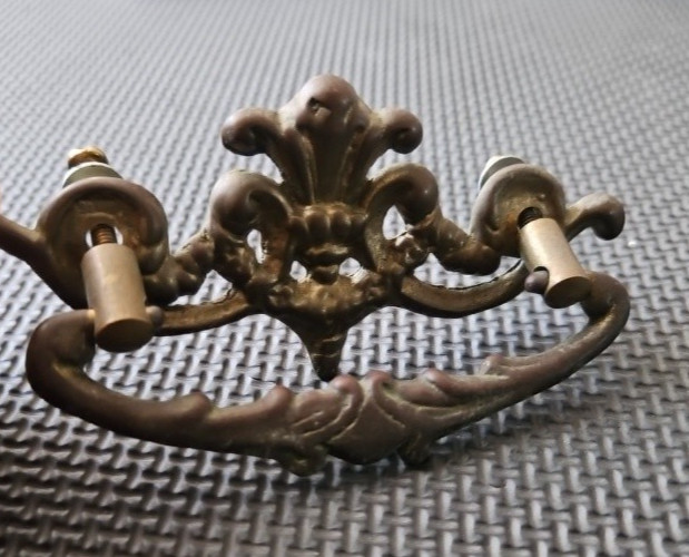 RARE Large Antique Ornate Brass France Chippendale Batwing Drawer Pull FREESHIP