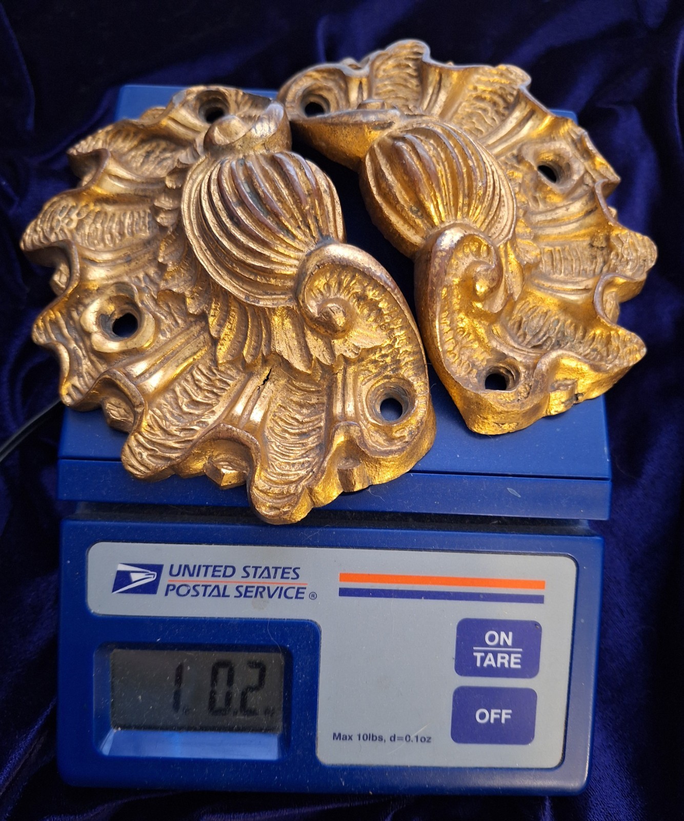 Gold Gilt Bronze Drawer Cupboard Pulls Clam Shell Antique French Quality Cast