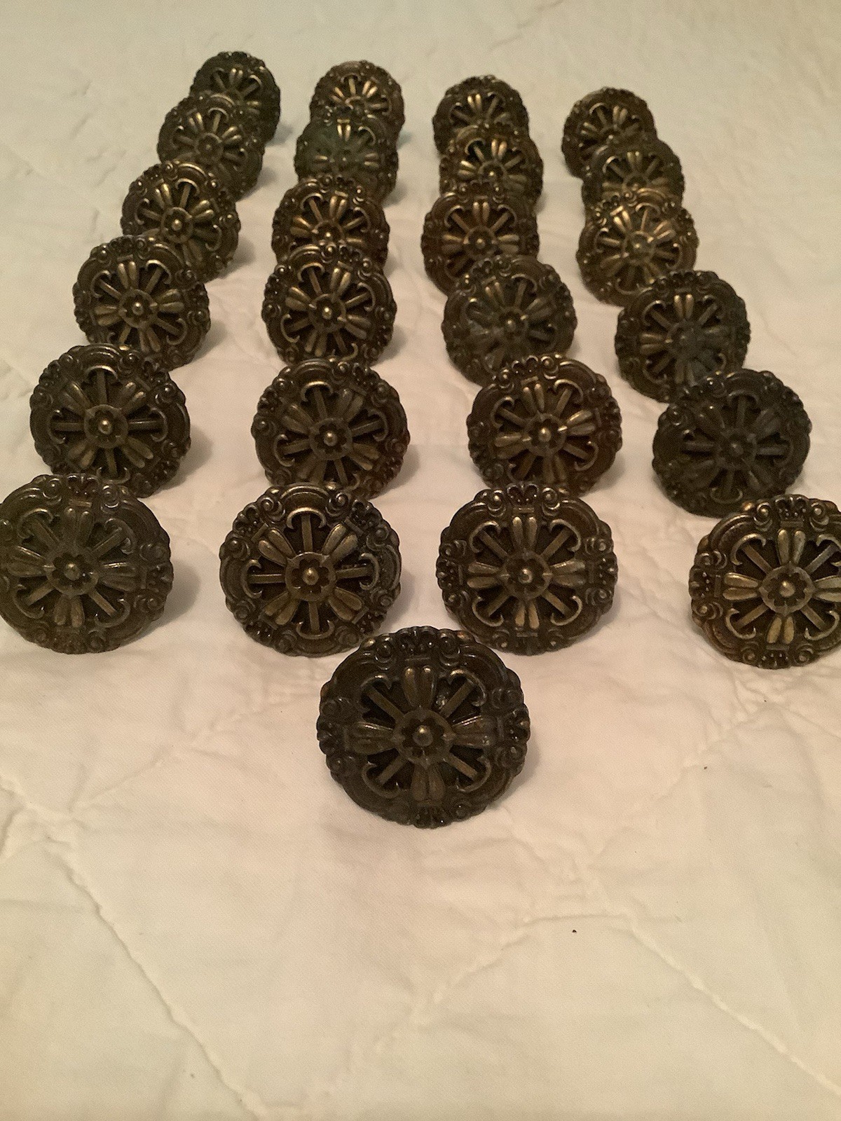 24 Vintage Hollywood Regency Brass Cabinet / Drawer Knobs / Pulls W 60-4412