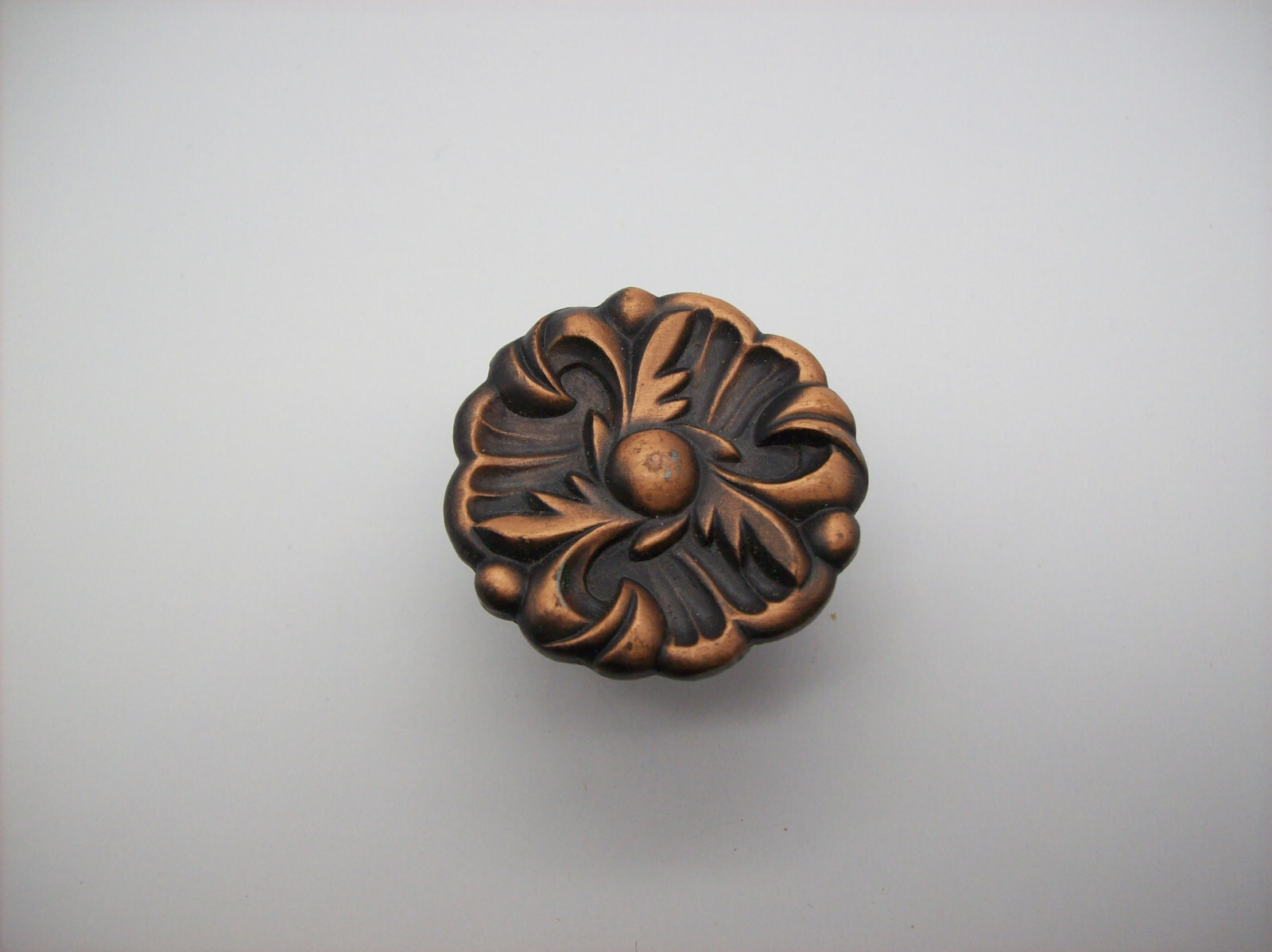 Vintage French Copper Flower Cabinet Knob Drawer Pull, 1960, RDCA, Patd 1885 09