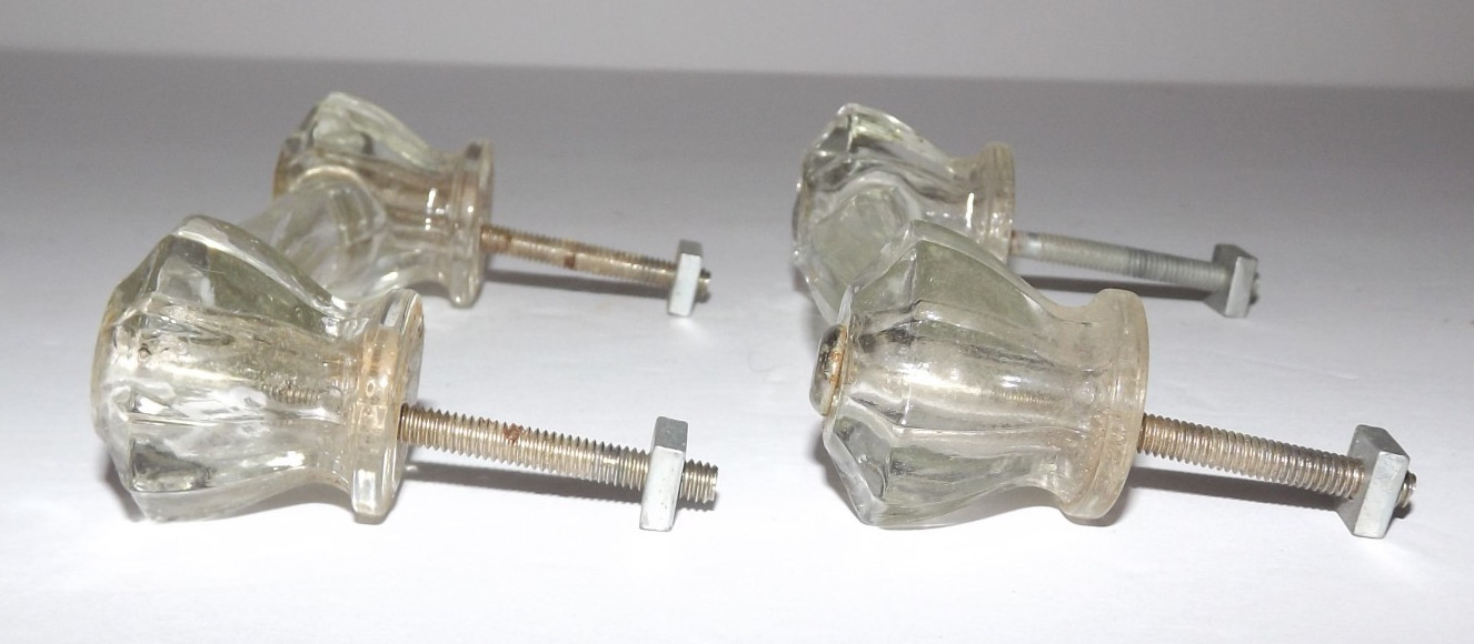 Vintage Lot Set Of 4 Glass Drawer Pulls