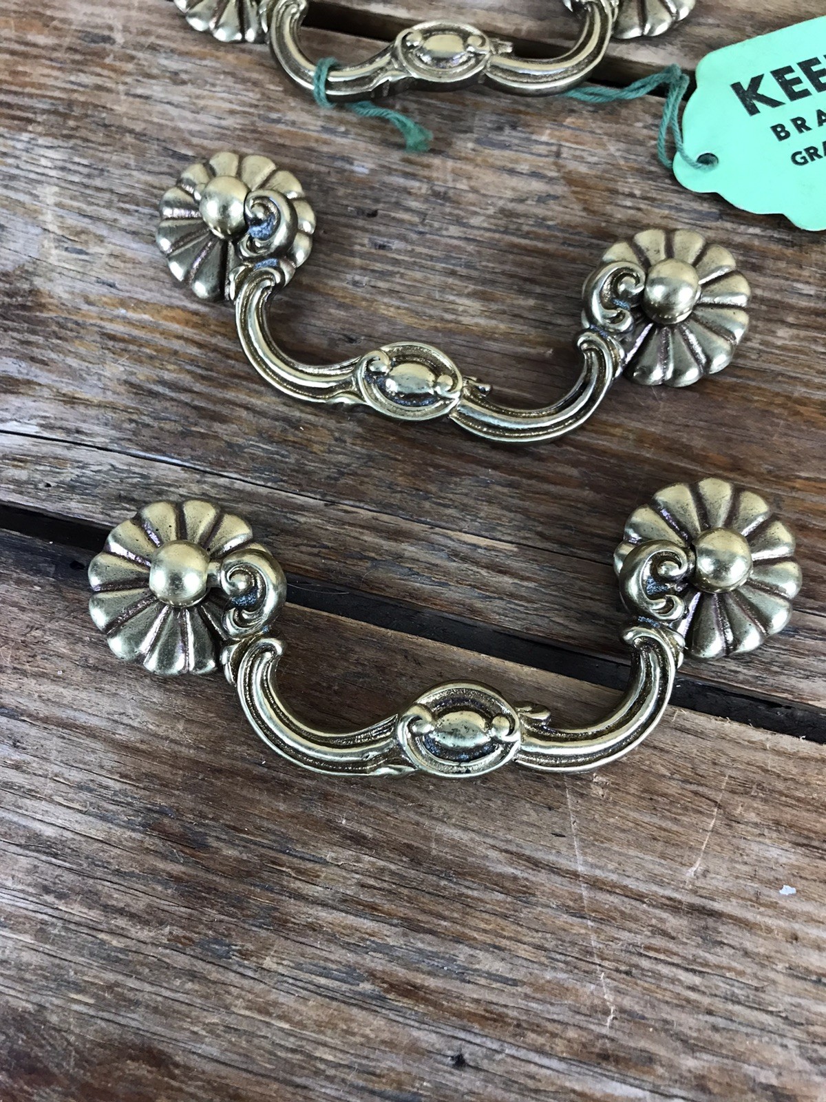 Vintage Brass Drop Bail Drawer Pulls Keeler Brass Company Lot of 6 3pc