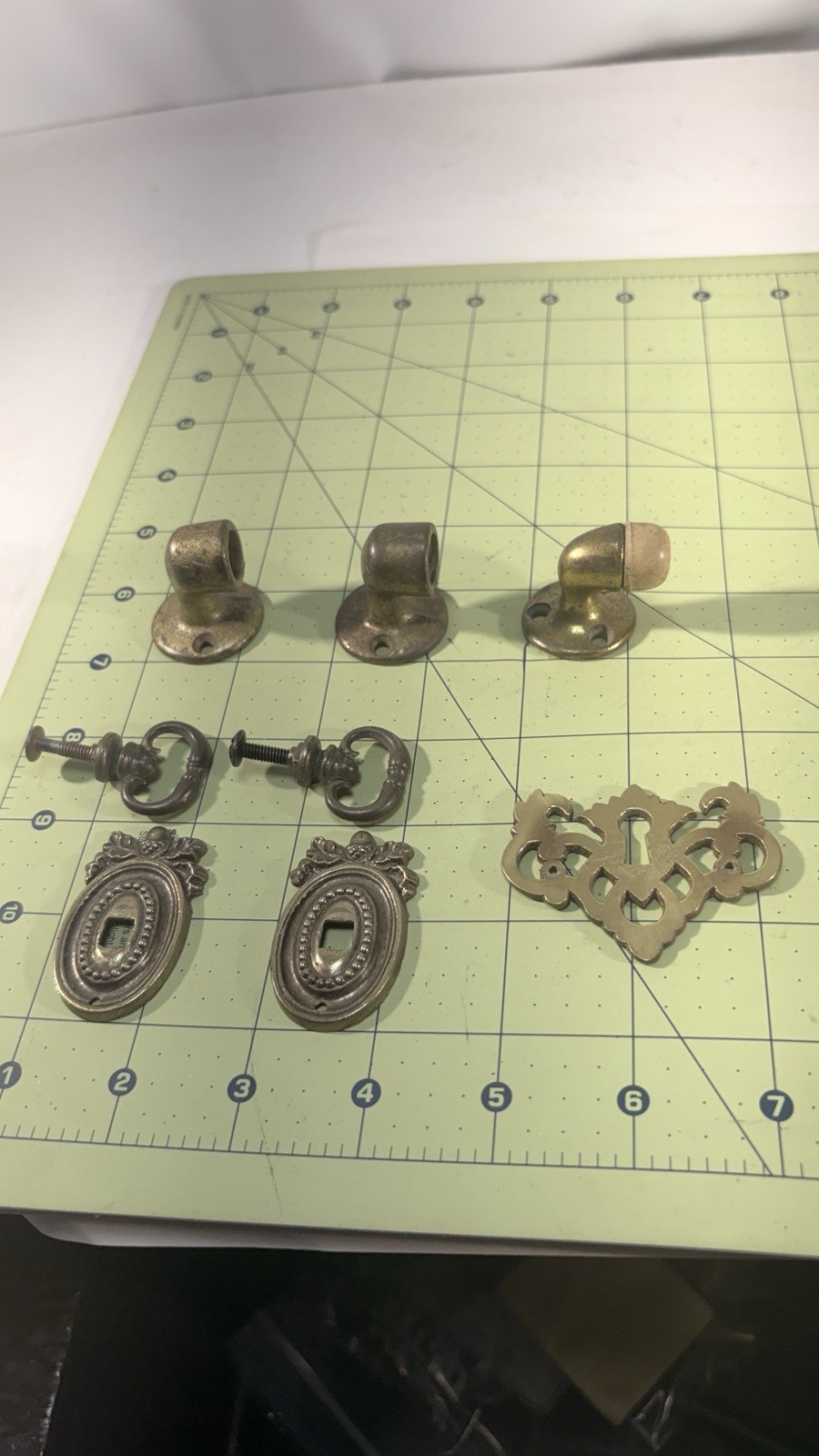 Lot Antique Furniture Pulls Escutcheons Floor Stops Hardware T