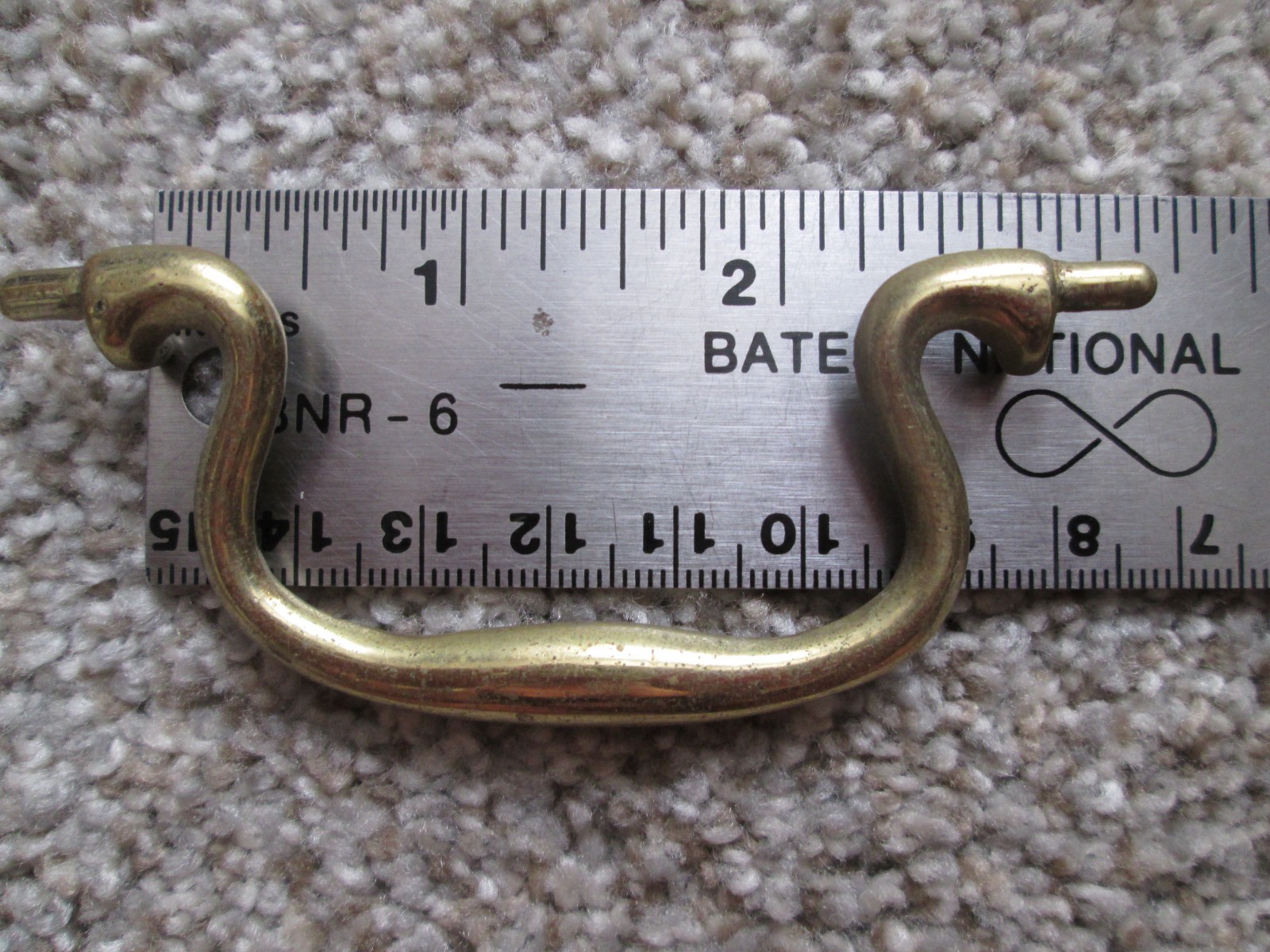 Vintage 5 dresser drop bail pulls solid brass 2.5” wide 3” center A610