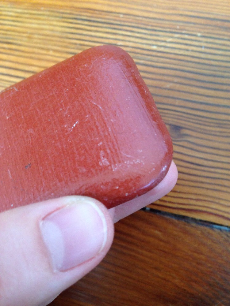 Vtg Mid Century Modern Rust Red Painted Square Wood Cabinet Knob Drawer Pull 5cm