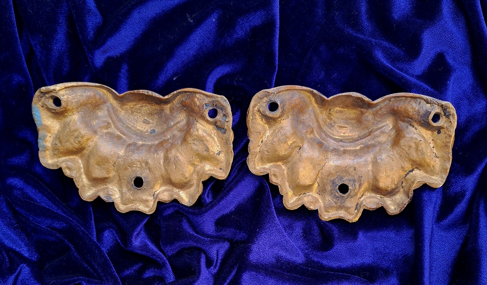Gold Gilt Bronze Drawer Cupboard Pulls Clam Shell Antique French Quality Cast