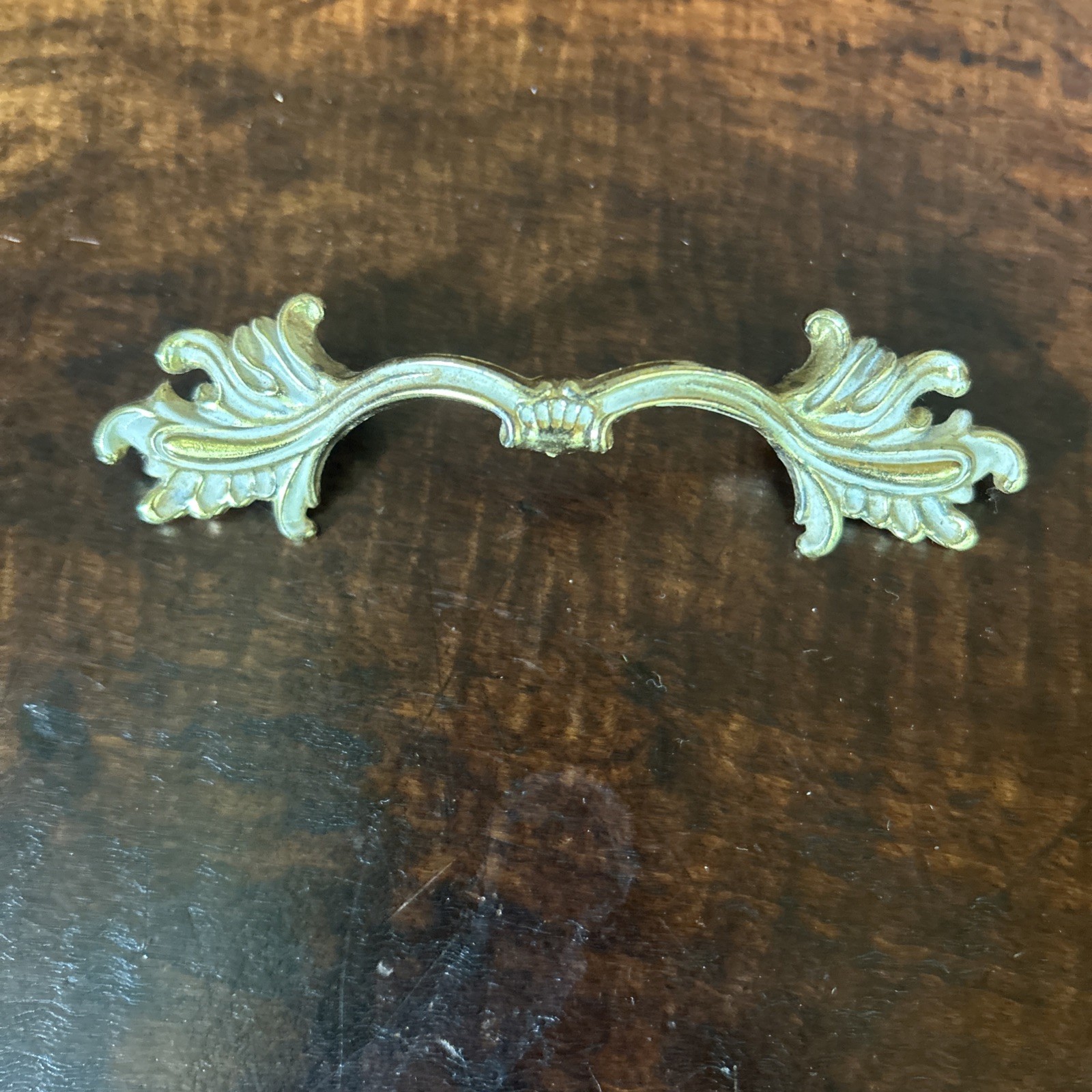 6 Vintage NOS Ajax Drawer Pulls Handles Scroll White Gold Ornate Hardware 990