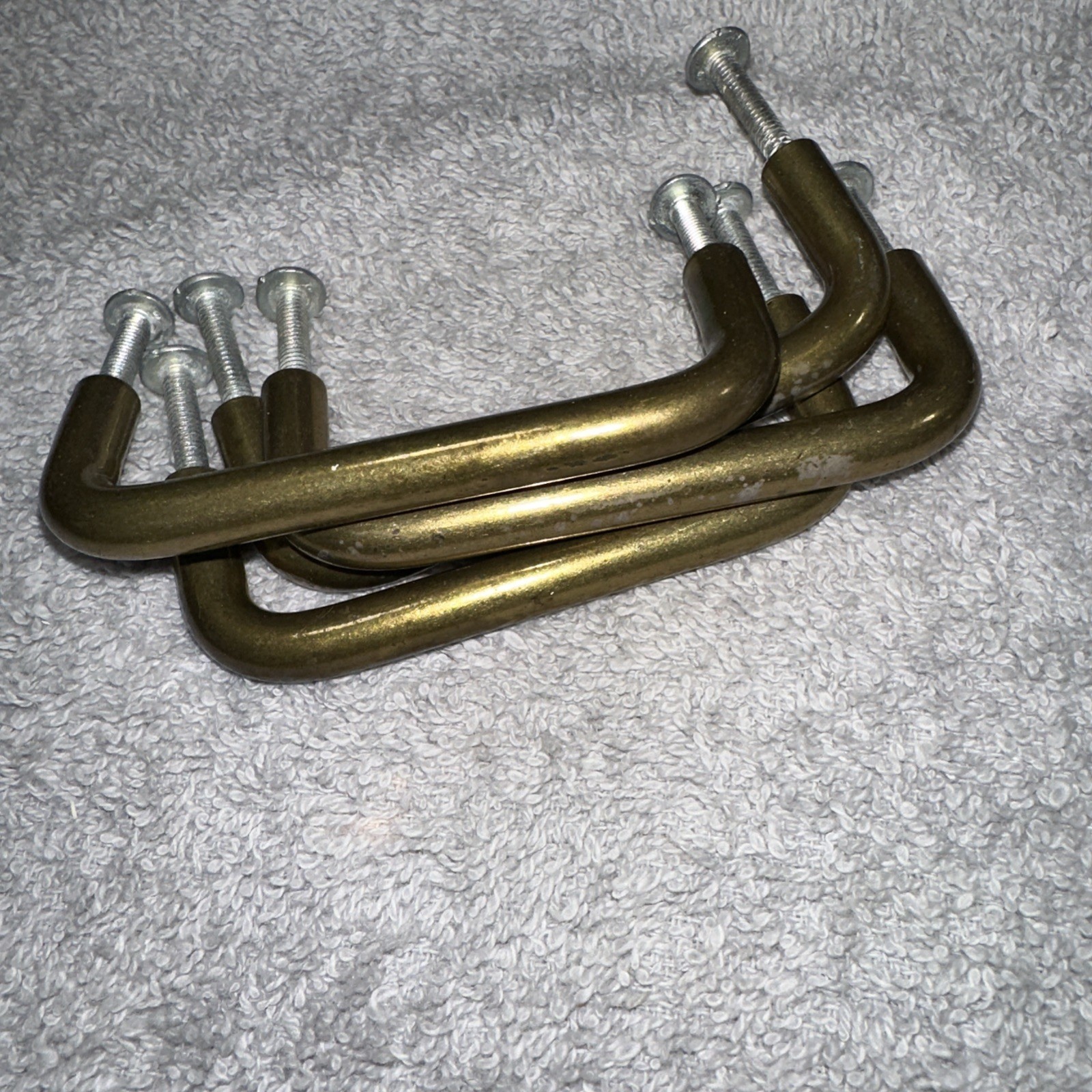 Vintage Metal Draw Pulls Classic Style Lot Of 4 Gold Tone Reclaimed With Screws!
