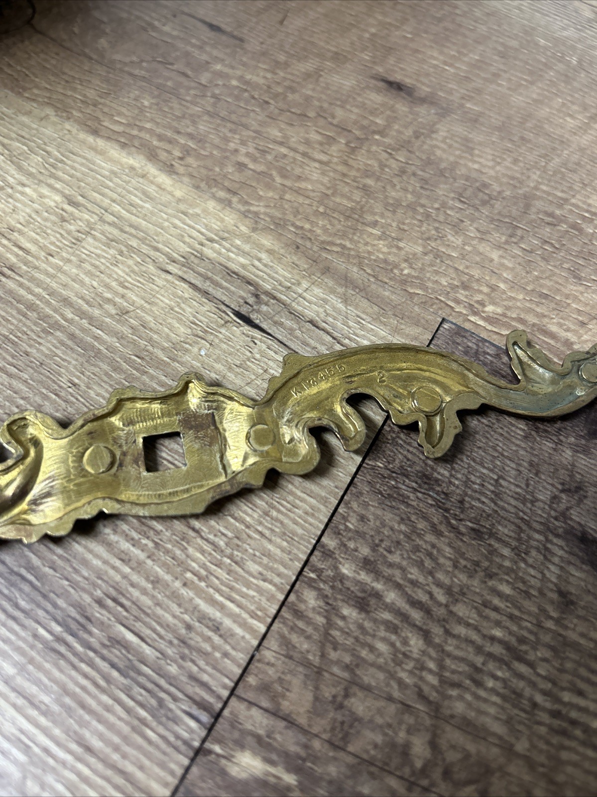 2 vintage KBC K13455 knob back plates ornate metal plate hardware Victorian styl