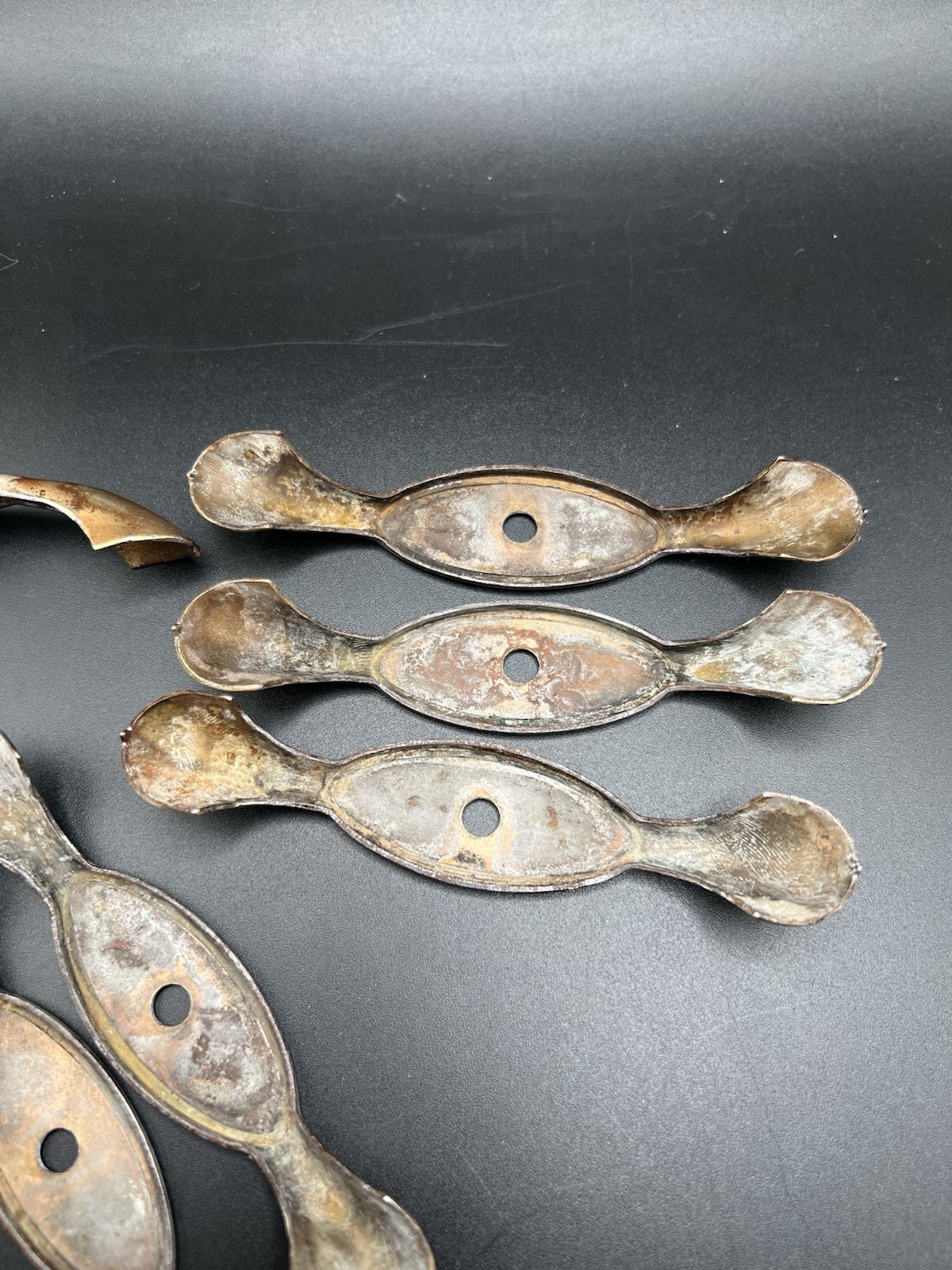 Antique 6 Matching Metal Drawer Pulls Handles Waterfall Dresser Art Deco