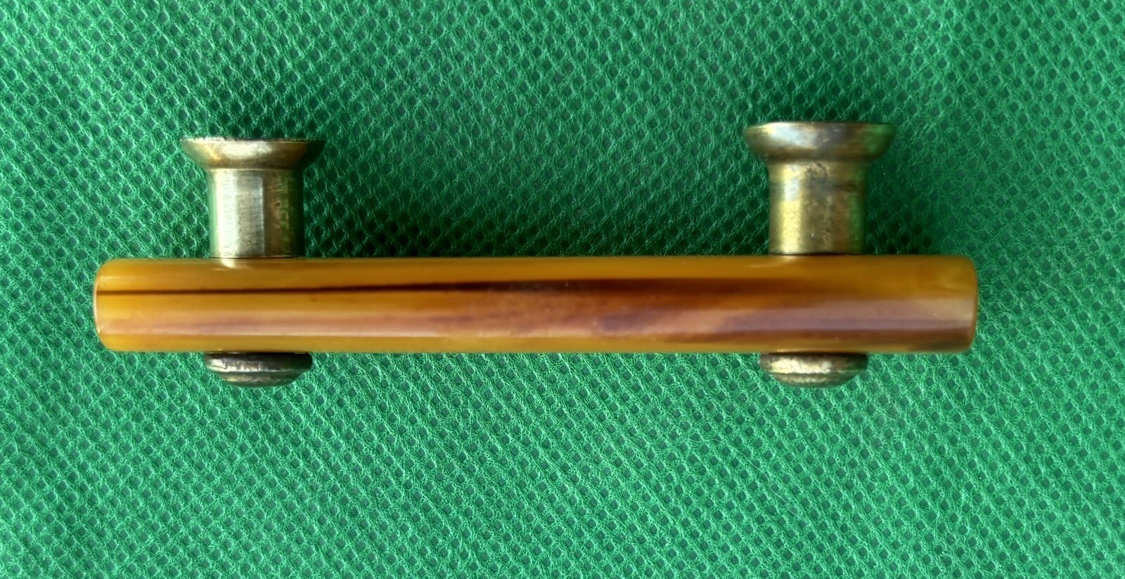 Art Deco Antique Hardware Brass & Tortoise Amber Bakelite Drawer Pull 2”centers
