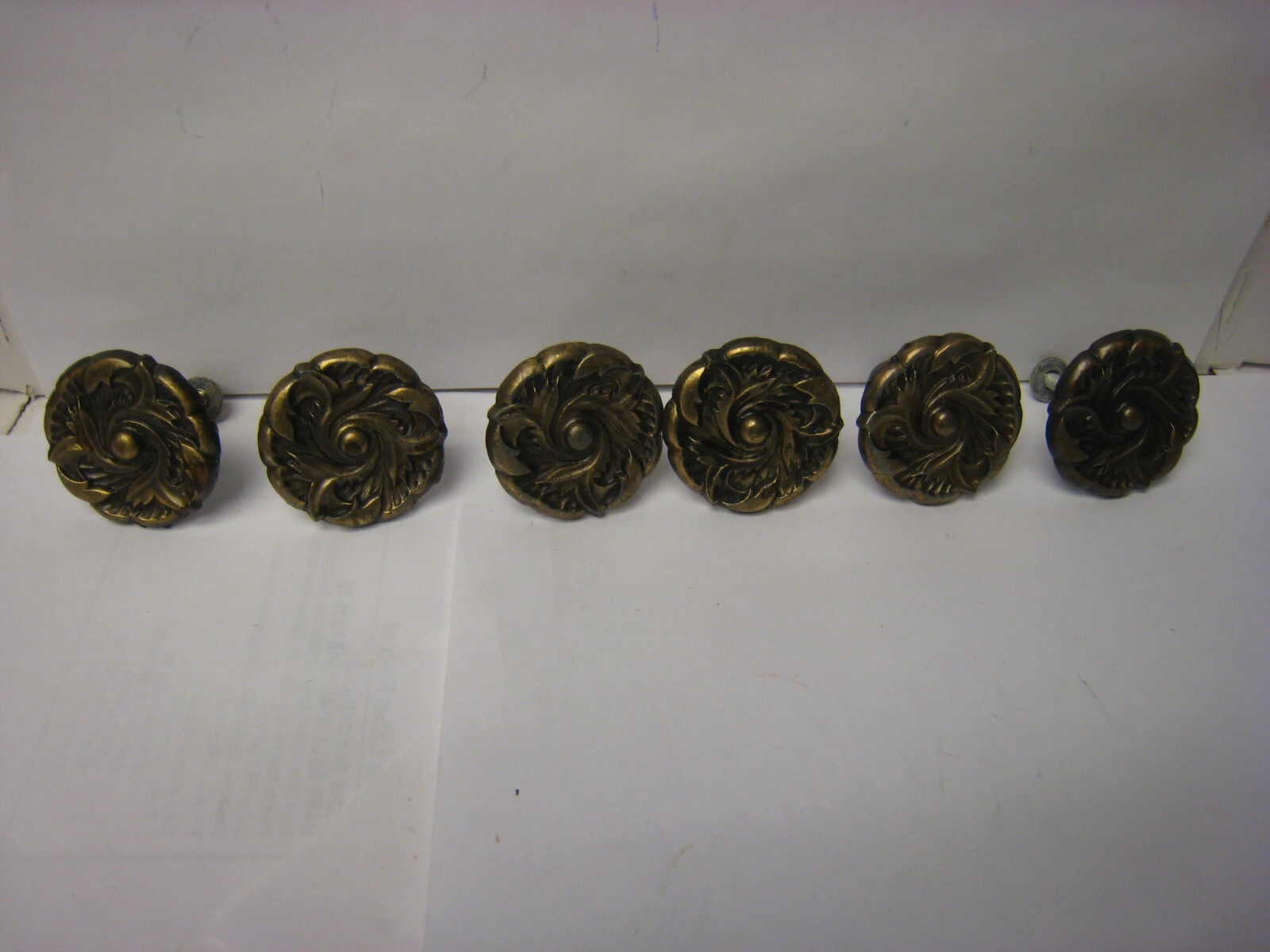 Lot 6 Vintage Floral French Provincial Cabinet Pulls Knobs 1960 JAPAN cast in