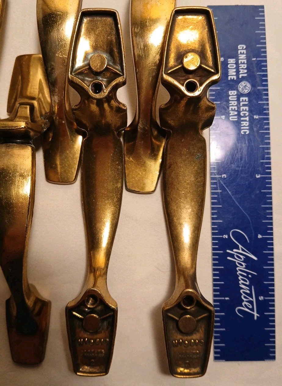 16 Keller Brass Co Vtg MCM Brass Cupboard Cabinet Pull Handles 5-1/4″ W/SCREWS