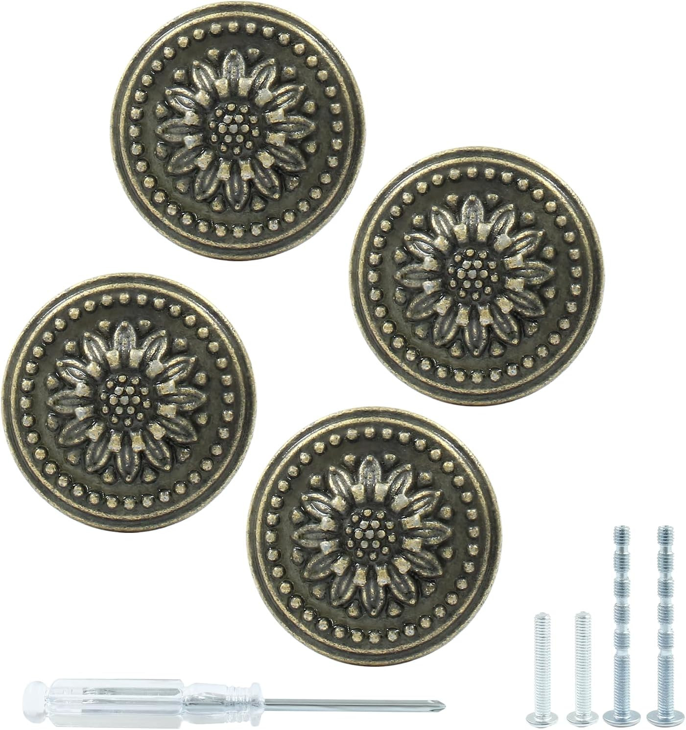 4 Pcs Antique Bronze Cabinet knobs, Mid Century Dresser Knobs Vintage Drawer Kno