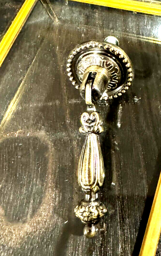LOT 4: Vtg Antique Brass 2.5″ Teardrop Cabinet Door Furniture Pull Handle Knob