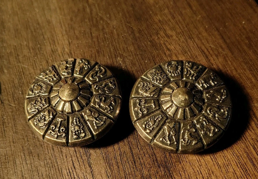 2 1-1/2in. Ajax Zodiac Knob Brass Vintage Mid Century Dresser Drawer Pull MCM
