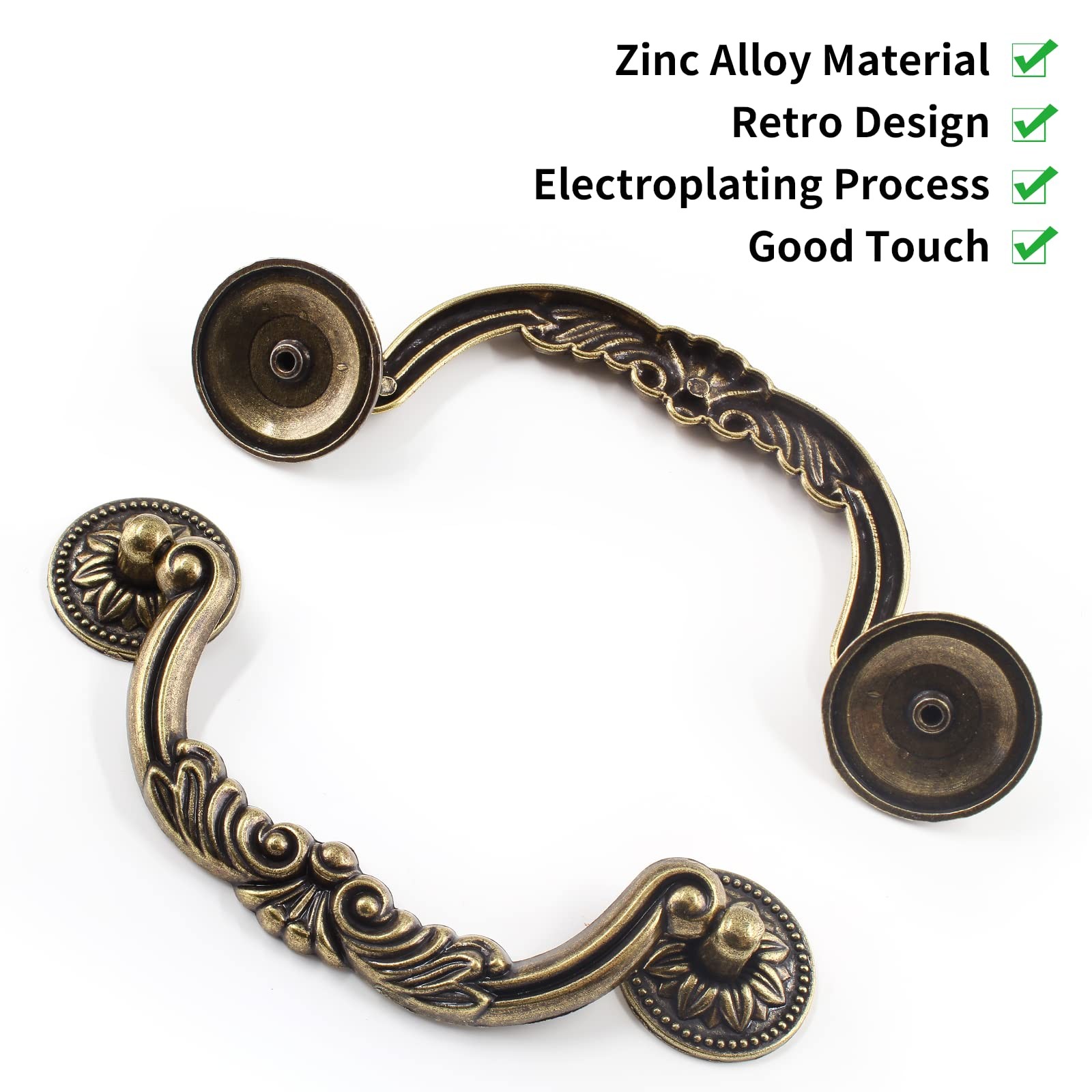 4Pcs 5 Inch Hole Center Vintage Drop Bail Drawer Pull Handles, Antique Bronze De