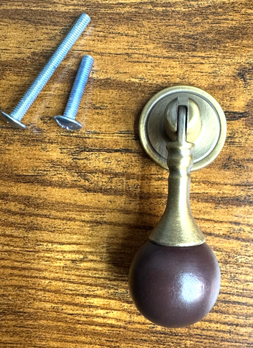 Teardrop Ball Drawer Door Pull Knob Eastlake Wood ANTQ-Brass Furniture Hardware